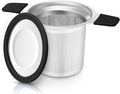 Stainless Steel Tea Infuser for Loose Leaf Tea – Extra Fine Mesh Strainer with Heat Proof Double Handles & Lid, Reusable Filter Fits Mugs, Cups & Teapots, Black