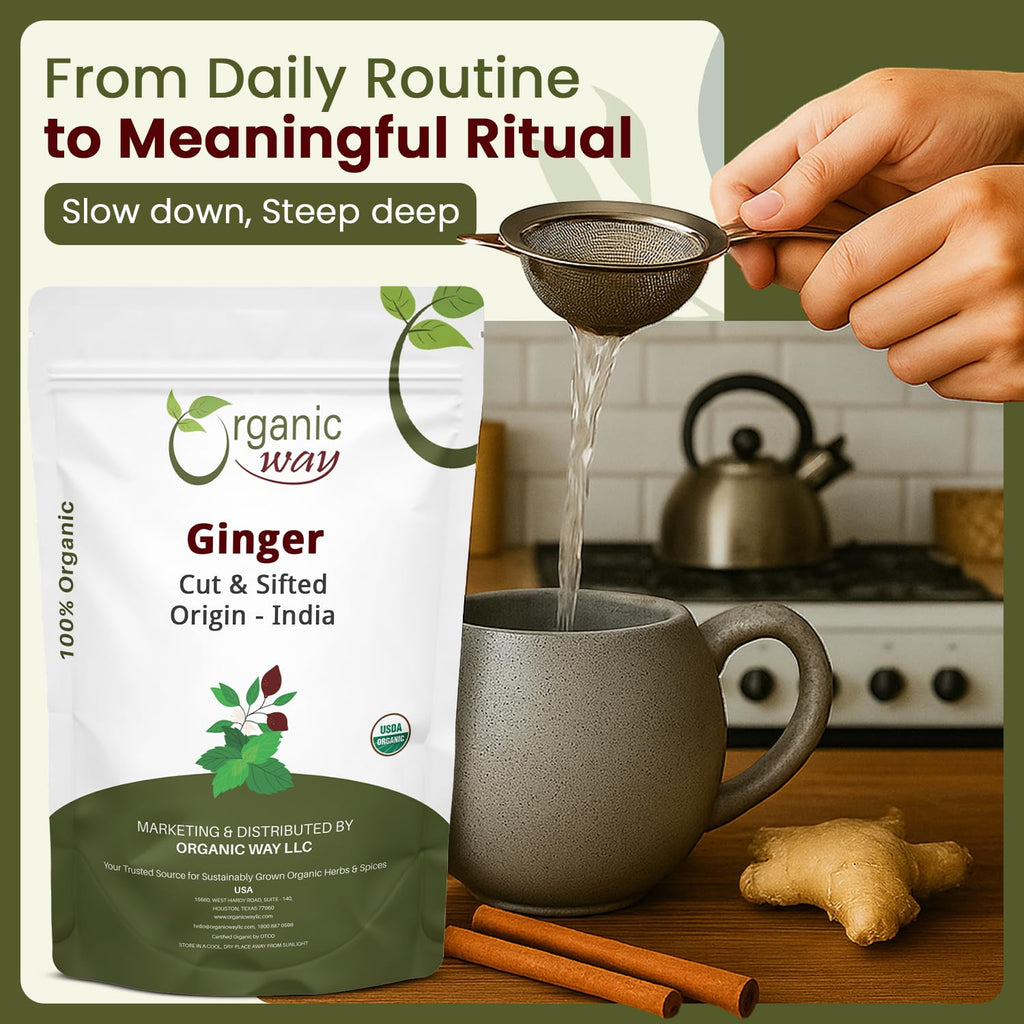 Ginger Root Cut & Sifted (Zingiber Officinale) - Herbal Tea | Kosher & USDA Certified | Vegan, Non-Gmo & Gluten Free | Tested for Heavy Metal and Purity | 100% Raw from India (1LB -16Oz)