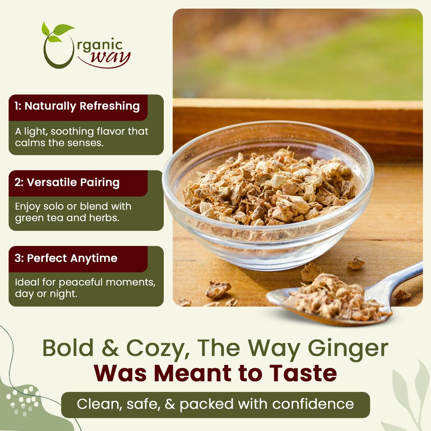 Ginger Root Cut & Sifted (Zingiber Officinale) - Herbal Tea | Kosher & USDA Certified | Vegan, Non-Gmo & Gluten Free | Tested for Heavy Metal and Purity | 100% Raw from India (1LB -16Oz)
