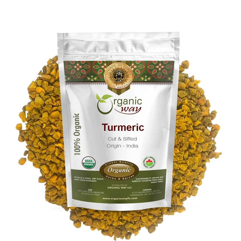 Turmeric Root Cut & Sifted (Curcuma Longa) - Herbal Tea | Kosher & USDA Certified | Vegan, Non-Gmo & Gluten Free | Tested for Heavy Metal and Purity | 100% Raw from India (1/2LBS / 8Oz.)