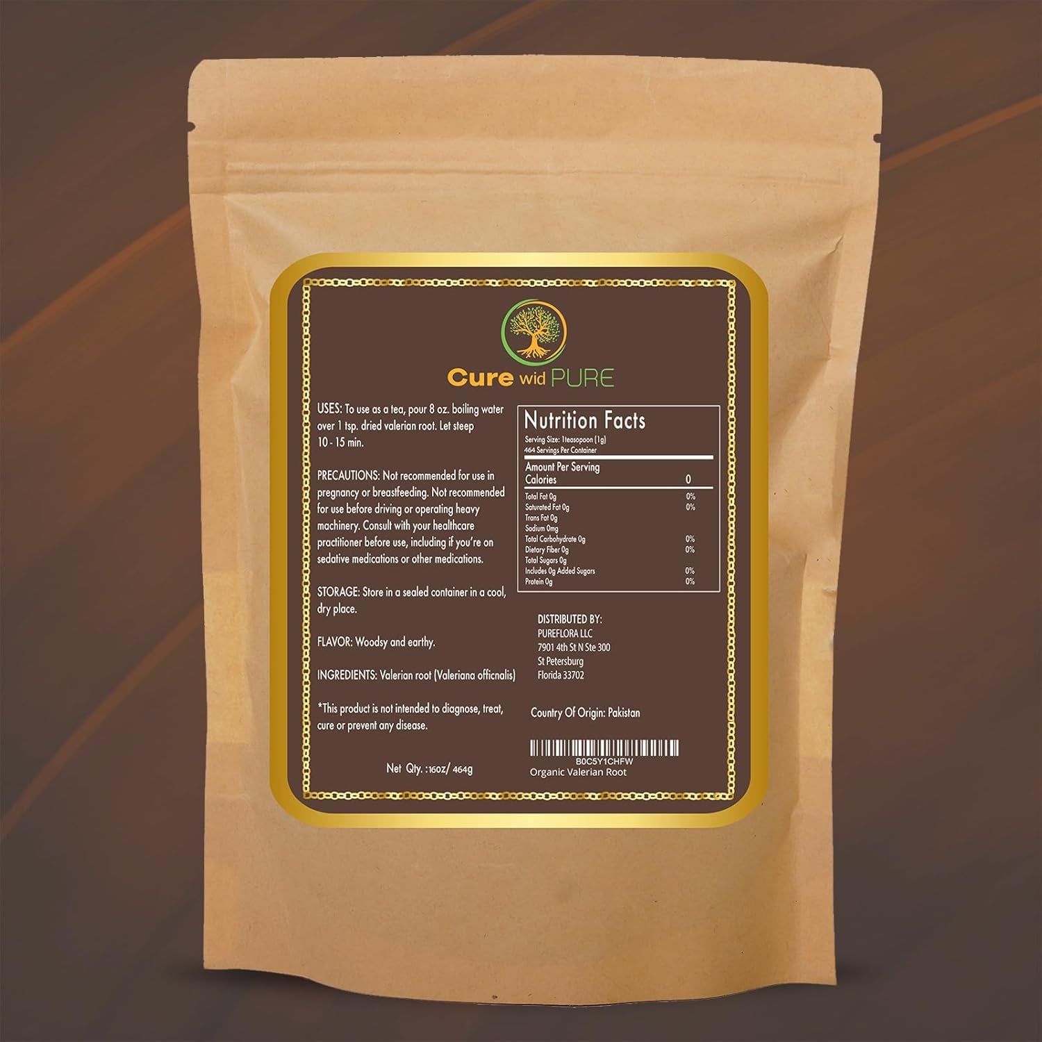 Organic Valerian Root Tea - Cut,Sifted & Non-Irradiated Valerian Tea Promotes Natural Relaxing Sleep - Te De Valeriana Officinalis in Resealable Eco Friendly Pouch 16Oz