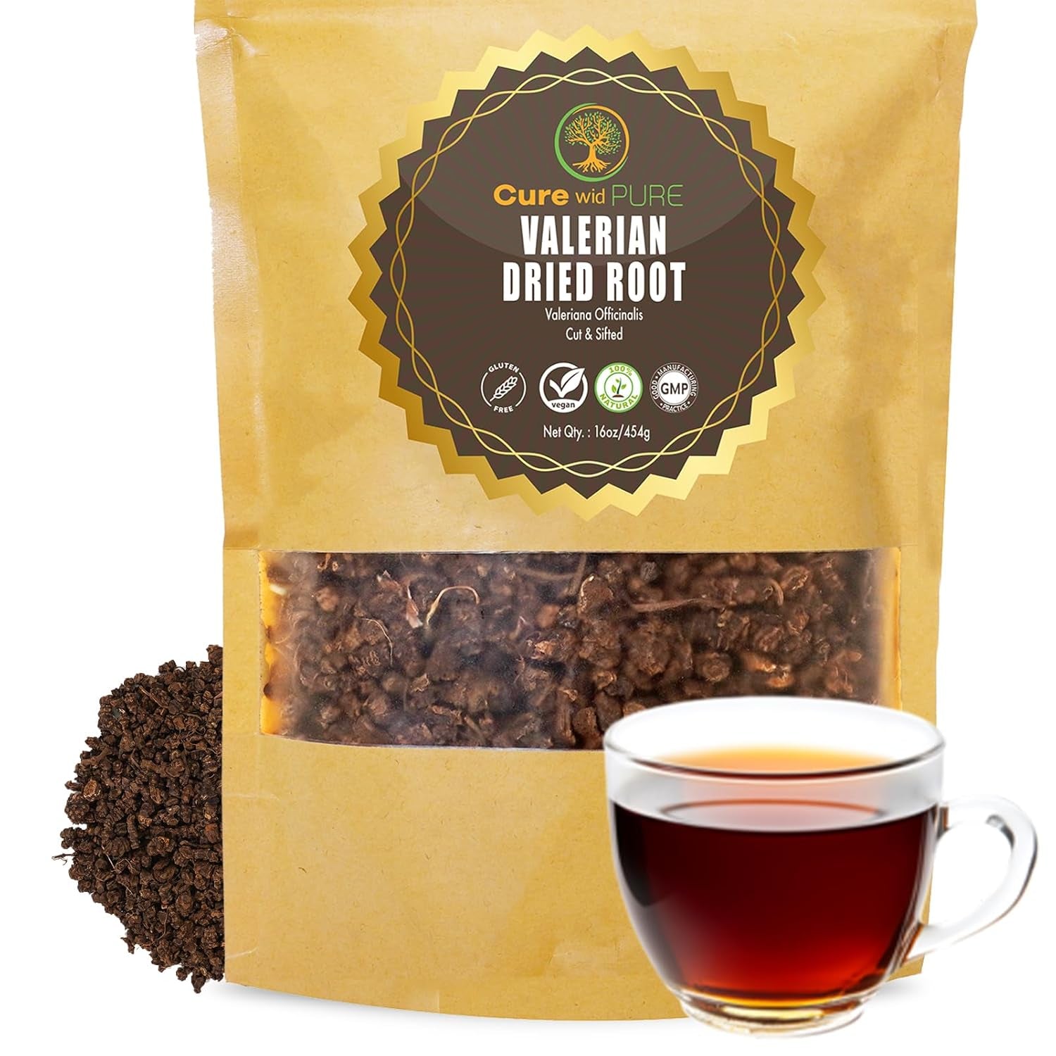 Organic Valerian Root Tea - Cut,Sifted & Non-Irradiated Valerian Tea Promotes Natural Relaxing Sleep - Te De Valeriana Officinalis in Resealable Eco Friendly Pouch 16Oz