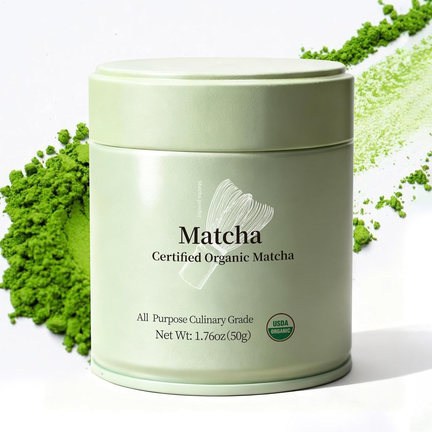 Premium First Harvest USDA Certified Organic Green Tea Matcha Powder, Rich Flavor, 100% Vegan with No Fillers, Radiation-Free (50G Culinary Grade Matcha)