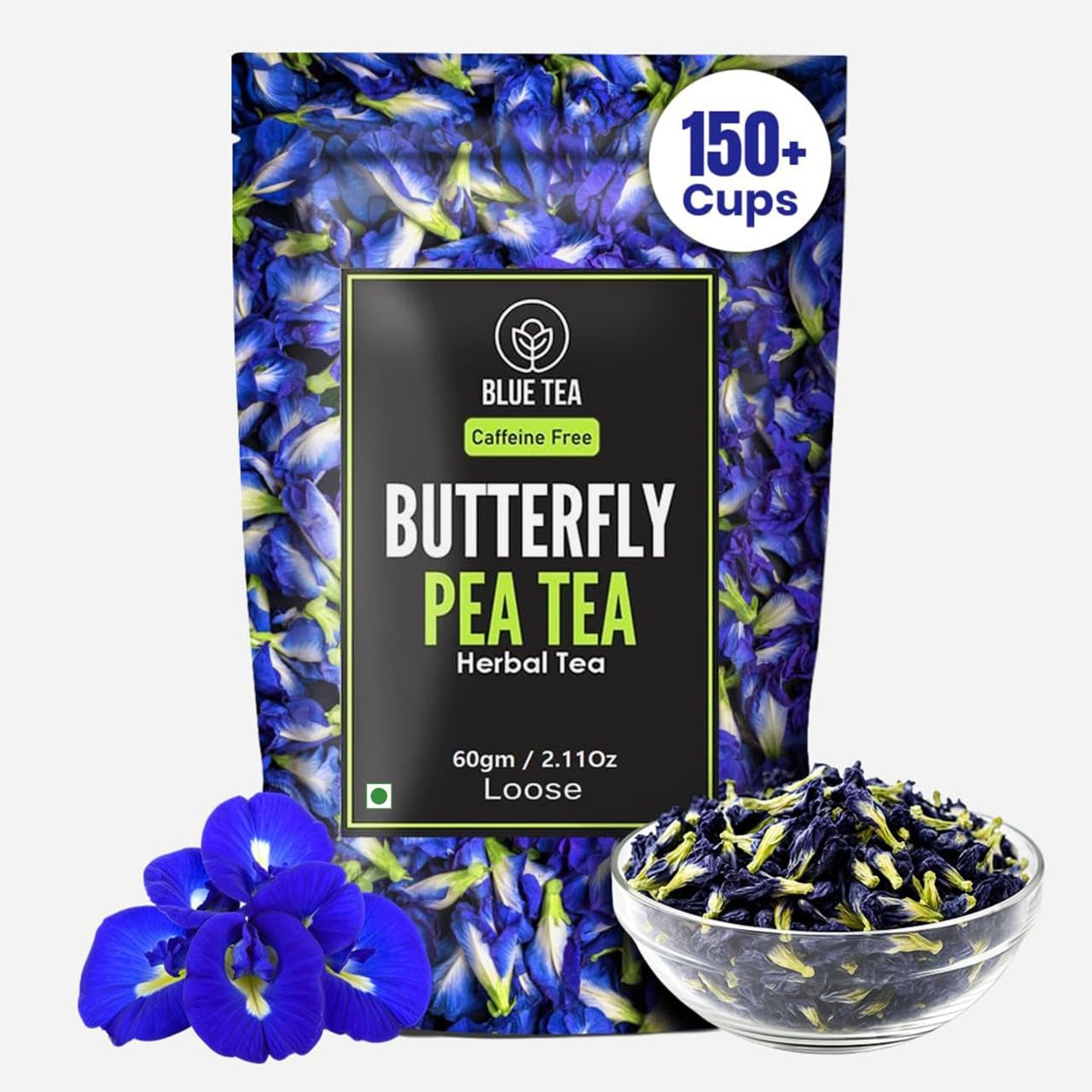 - Butterfly Pea Flower Tea - 2.11 Oz (150+ Cups) | Antioxidant Rich | Chemical Free - Herbal Tea - Caffeine Free - Non Bitter - No Preservatives | Zipper Pack